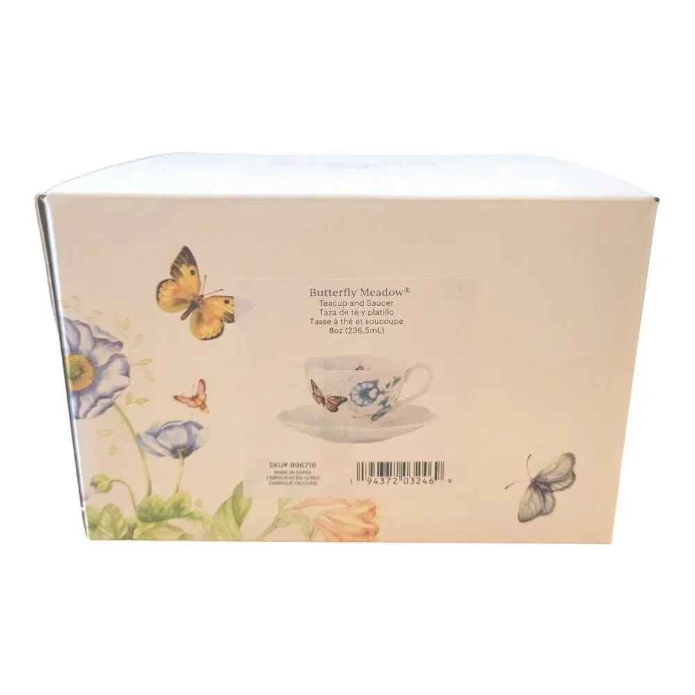 NEW Lenox Butterfly Meadow Monarch Teacup & Saucer Plate (Capacity: 8 oz.)